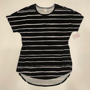 LuLaRoe Mitzi Black and White Striped Top